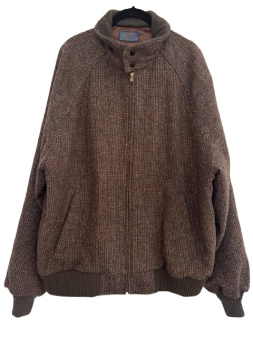 Vintage Pendleton Harrington Jacket Brown Tweed Bomber Pure Virgin Wool *HOLES*